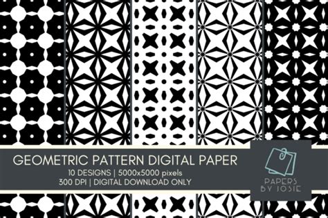 Black and White Geometric Pattern Paper Graphic by papersbyjosie ...