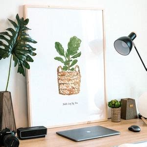 Fiddle Leaf Fig Tree Watercolor House Plant Art Print Home Decor Wall Artwork Office Nursery Mid ...