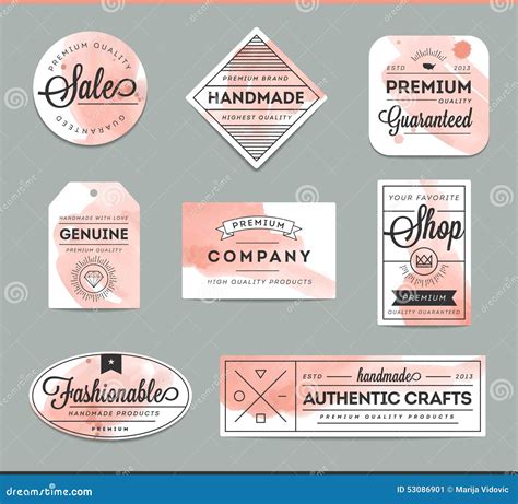 Set of Beautiful Artistic Labels Stock Vector - Illustration of label, burst: 53086901