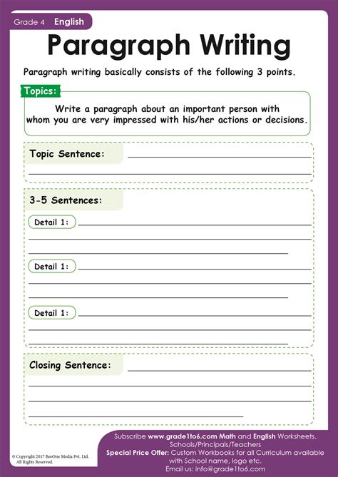 Paragraph Writing topics for class 4 | Grade1to6.com