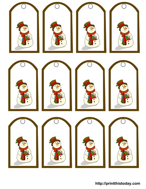 Free Printable Snowman Christmas Gift Tags