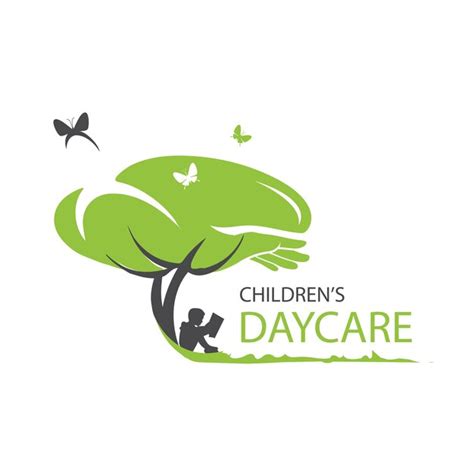 Premium Vector | Children's daycare center logo design with butterfly ...