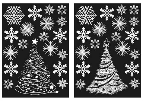 Two Christmas Trees and 36 Snowflake Window Stickers Decorations | Flying Start Store