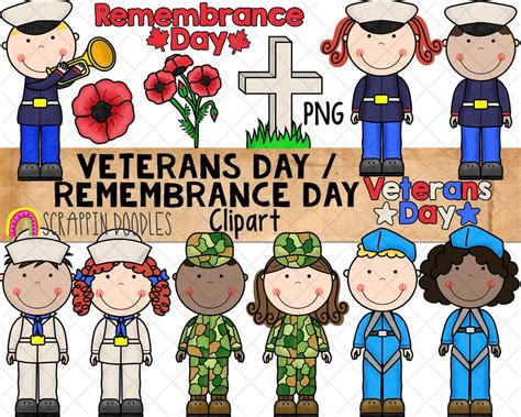 Remembrance Day Clip Art Veterans Day Clipart Army Military Navy Air Force Marines Commercial ...