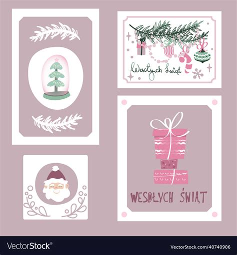 Four polish christmas cards with holiday wishes Vector Image