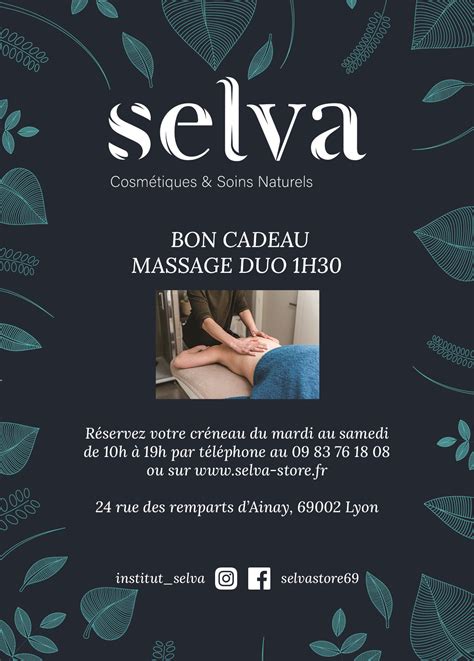 Bon cadeau massage duo 1h30 - Selva Store