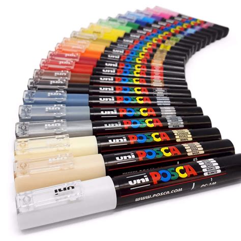 Posca PC-1M Paint Art Marker Pens - Fabric Glass Metal Pen - Full Range ...