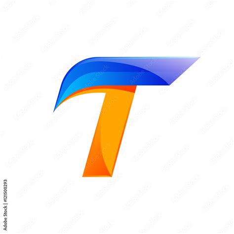 T letter blue and Orange logo design Fast speed design template elements for application Stock ...