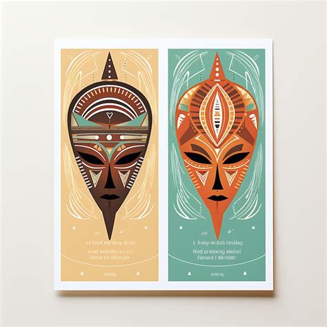 Premium Photo | Design of African Mask Wedding Invitation Card Mask Shape Recycled Pap 2D Art ...