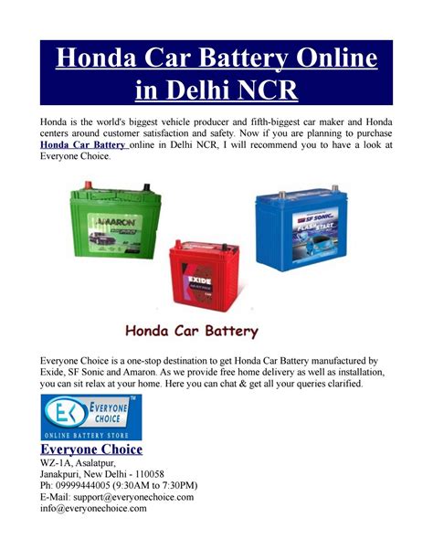 Honda Car Battery by Everyone Choice - Issuu