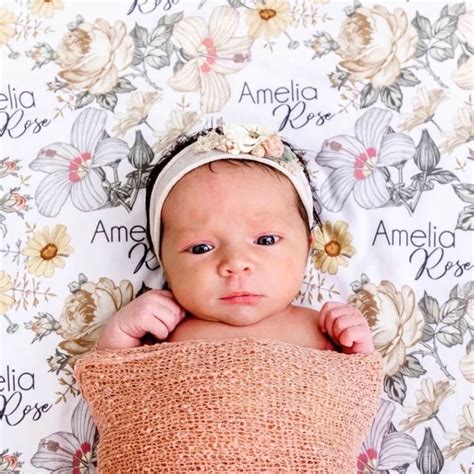 Peyton's Vintage Floral Personalized Baby Name Swaddle Blanket | Caden Lane