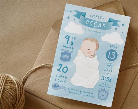 New Baby Arrival Cards Welcome Baby Celebration Greeting | Etsy