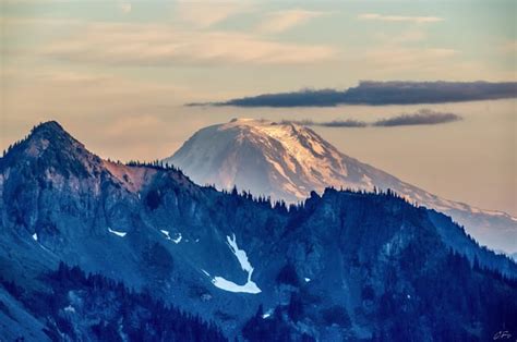 Mount Adams as seen from Sunrise Point at Mount Rainier, about 50 miles ...