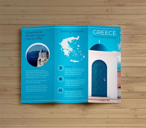 Creative Blue Greece Travel Trifold Brochure Idea pertaining to Travel Guide Brochure Template ...