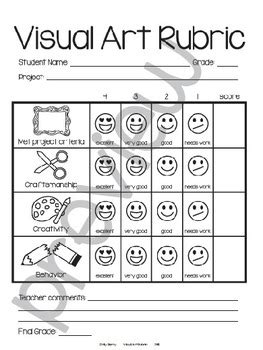 Visual Art Rubric for Elementary Level by Emily Glass | TPT