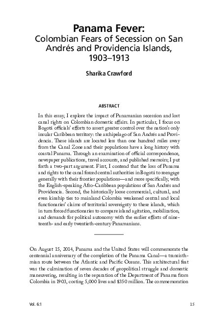 (PDF) Panama Fever: Colombian Fears of Secession on San Andrés and ...