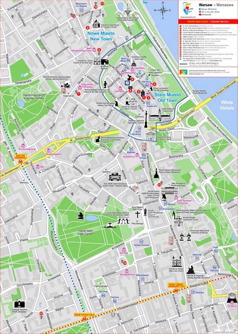 Warsaw city center tourist map - Ontheworldmap.com