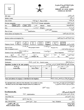 Saudi Arabia Visa Application - Fill and Sign Printable Template Online