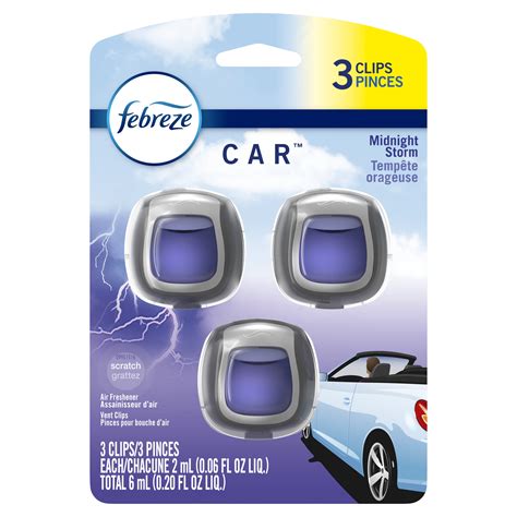 Febreze Car Odor-Eliminating Air Freshener Vent Clips, Midnight Storm, 3 Ct - Walmart.com