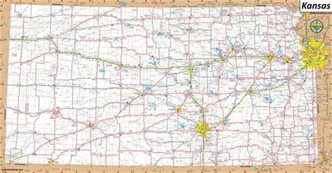 Large Detailed Road Map Of Kansas