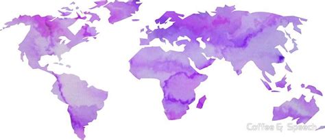 Purple Watercolor World Map World Map Sticker, Water Color World Map ...