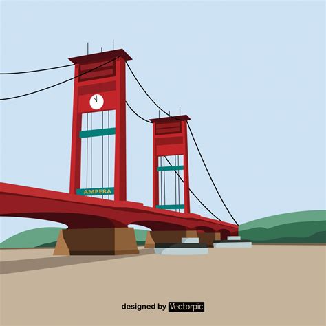 ampera bridge design free vector | VECTORPIC