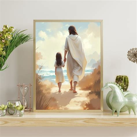 Jesus Christ Walking With Children, Walking With Christ, Bible Art Printable, Christian Art ...