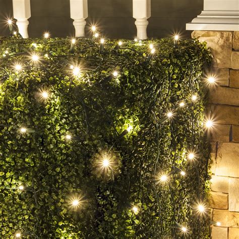 LED Net Lights - 5MM 4'x6' Twinkle Warm White LED Net Lights, Green Wire