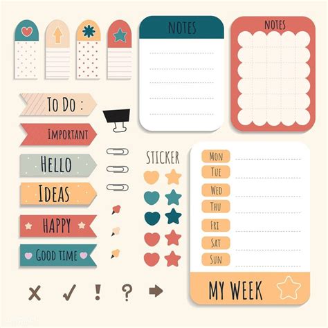 Cute sticky note papers printable set | free image by rawpixel.com ...