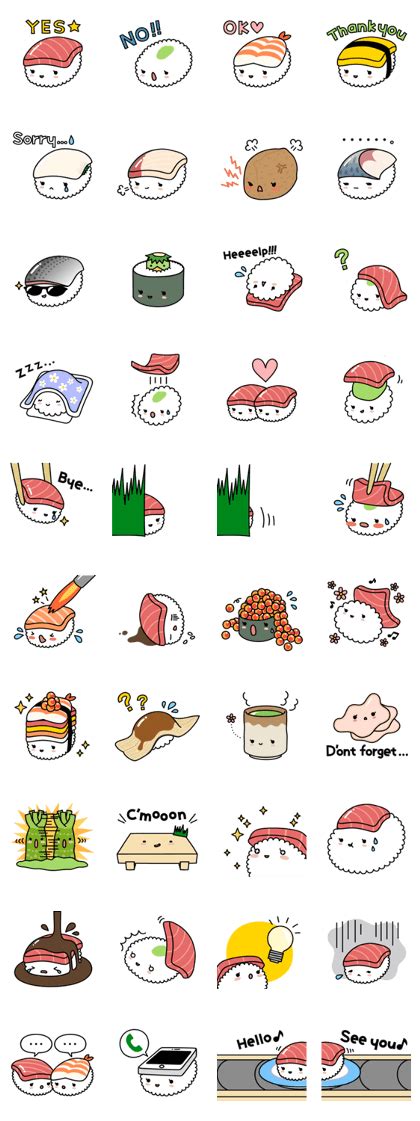 Disegni Kawaii Cibo Sushi - Disegni HD