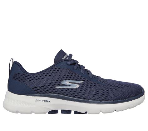 Skechers Navy/White Go Walk 6 Bold Vis Womens Lace Up Shoes Style ID ...