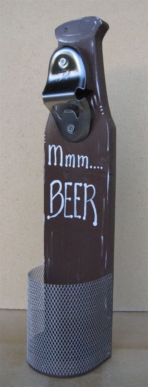 Items similar to Wall Mounted Beer Bottle Opener With Cap Catcher Mmm Beer on Etsy