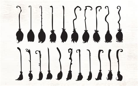 Broomstick cliparts - Halloween Witch Broomsticks Design Elements - Illustration