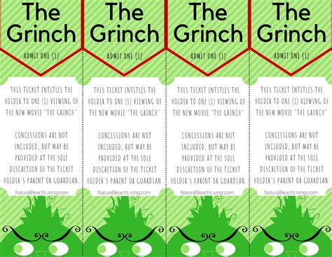 Free Grinch Printable Activities Movie Tickets - Natural Beach Living