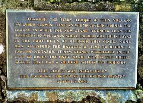 Read the Plaque - Mt. Tabor Volcano