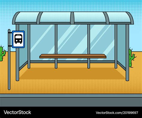 Bus stop cartoon pop art Royalty Free Vector Image