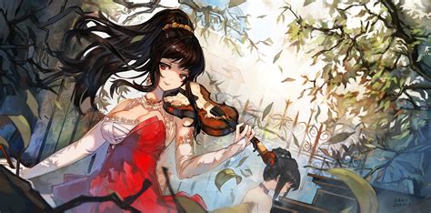 music, original characters, anime girls, violin, anime,, HD Wallpaper | Rare Gallery