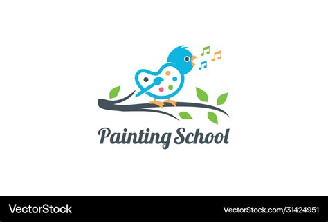 Creative bird for kids art school logo design Vector Image