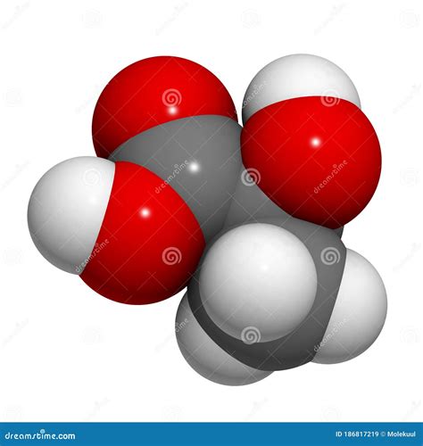 Lactic Acid. AHA Alphahydroxy Acid. Structural Chemical Formula And Molecule 3d Model. Atoms ...