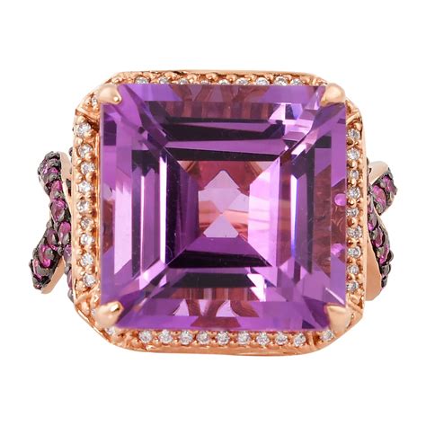 Pink Sapphire and Ruby Cocktail Ring with Diamond in 14 Karat Rose Gold ...