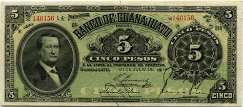 Mexican banknotes 5 Pesos banknote 1914 El Banco de Guanajuato|World Banknotes & Coins Pictures ...