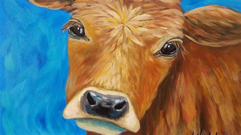 Cow Acrylic Painting Tutorial LIVE Beginner Step by Step Impressionist ...