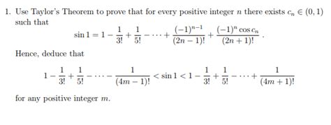 real analysis - Showing an inequality for $\sin1$ using Taylor's theorem - Mathematics Stack ...