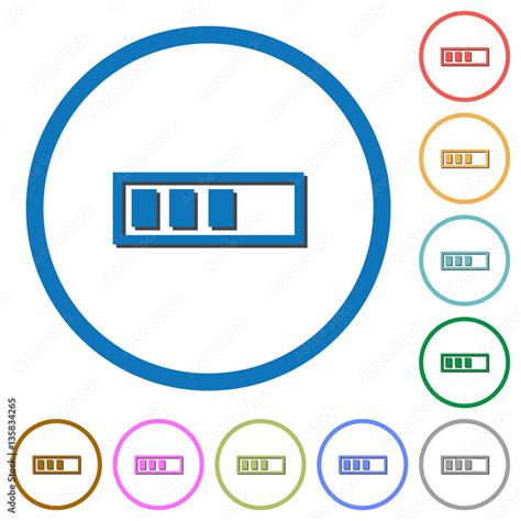 Progressbar icons with shadows and outlines Stock Vector | Adobe Stock