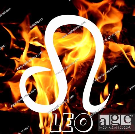 Leo zodiac sign on fire element background, Stock Photo, Picture And ...