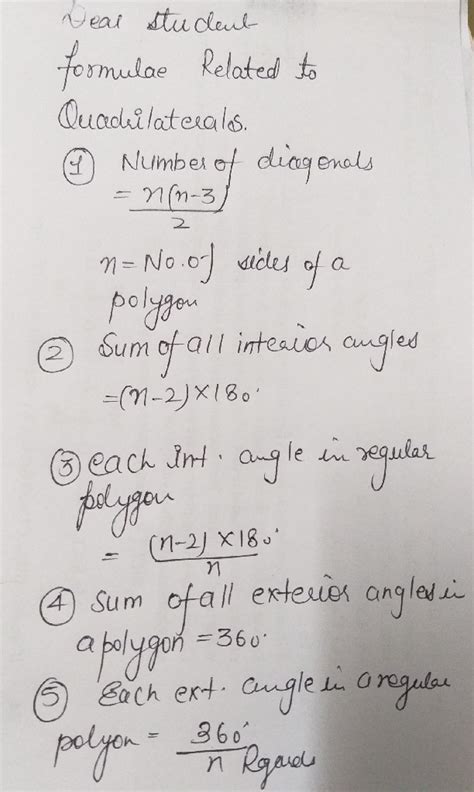 give all the formulas related to chapter understanding quadrilaterals - Maths - Understanding ...