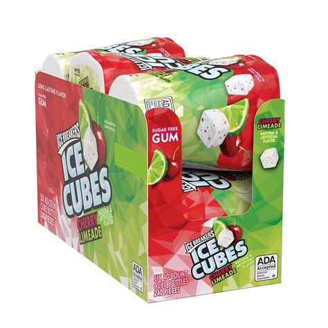 ICE BREAKERS ICE CUBES Cherry Limeade Sugar Free Chewing Gum, Made with Xylitol, 3.24 oz Bottles ...