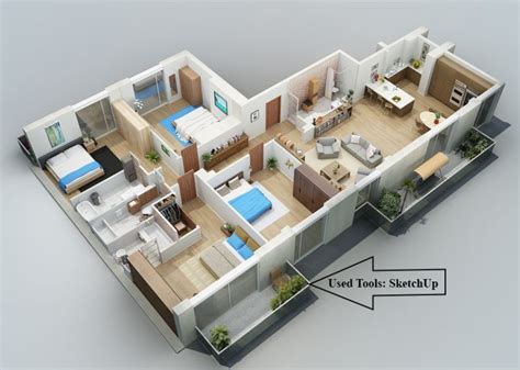 I Will Make Your 3D Floor Plan By Using Sketchup Tools