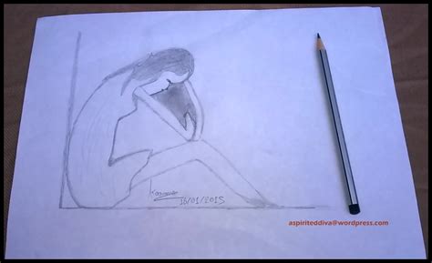 Pencil Sketch Of Sad Girl