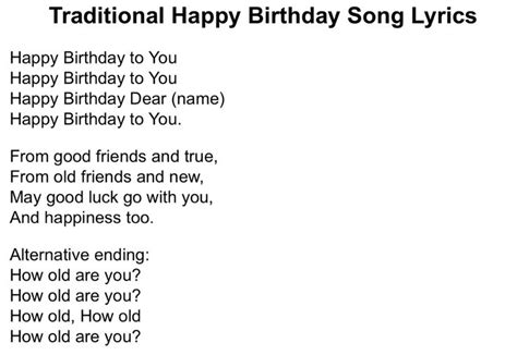 Happy Birthday Song Lyrics